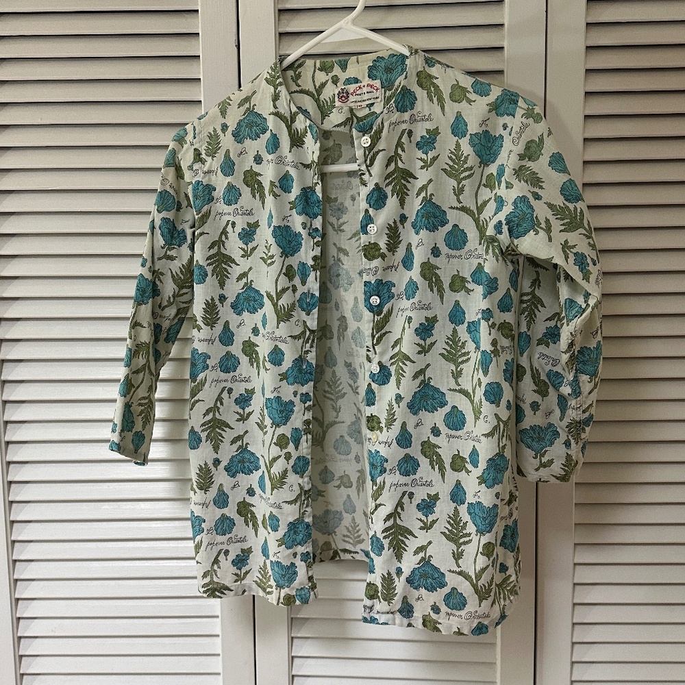 Vintage Peck & Peck Button Up Collarless Blouse Botanical Print Small - Picture 3 of 13